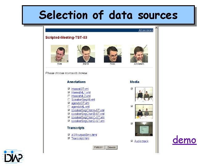 Selection of data sources demo 