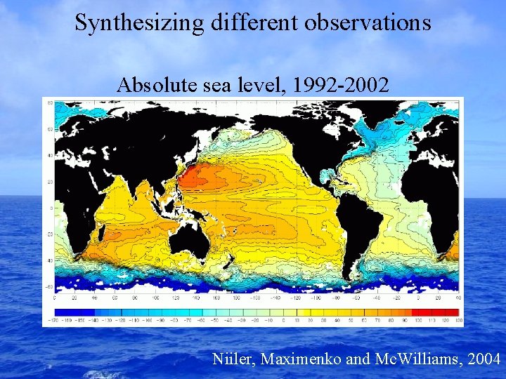 Synthesizing different observations Absolute sea level, 1992 -2002 Drifters: in-situ currents throughout the world