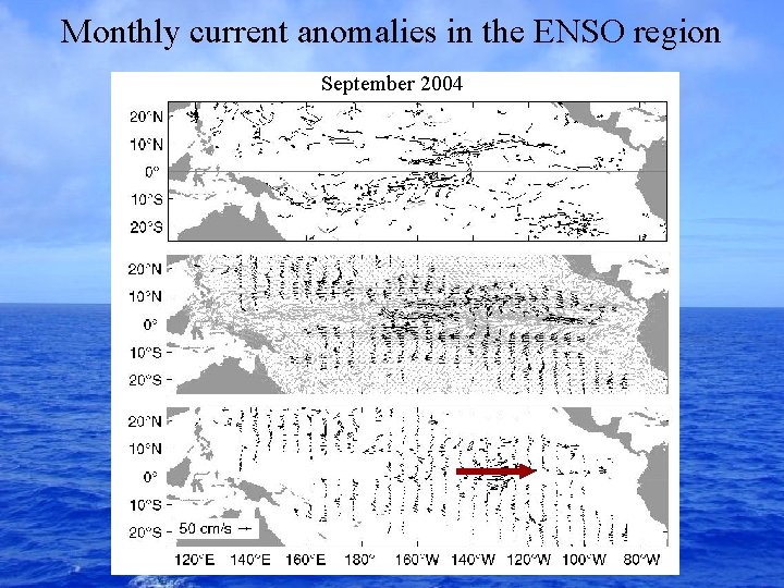 Monthly current anomalies in the ENSO region September 2004 