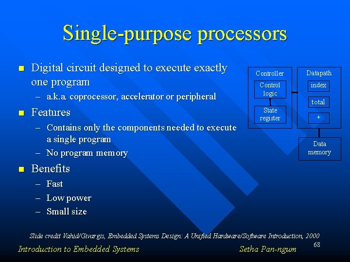 Single-purpose processors n Digital circuit designed to execute exactly one program – a. k. Single-purpose processors n Digital circuit designed to execute exactly one program – a. k.