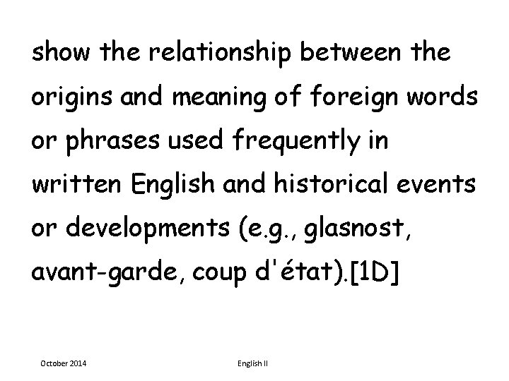 Reading Vocabulary Development Students understand new vocabulary and