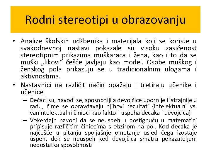 Rodni stereotipi u obrazovanju • Analize školskih udžbenika i materijala koji se koriste u