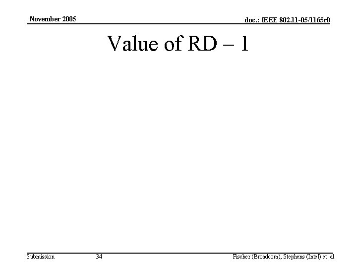 November 2005 doc. : IEEE 802. 11 -05/1165 r 0 Value of RD –