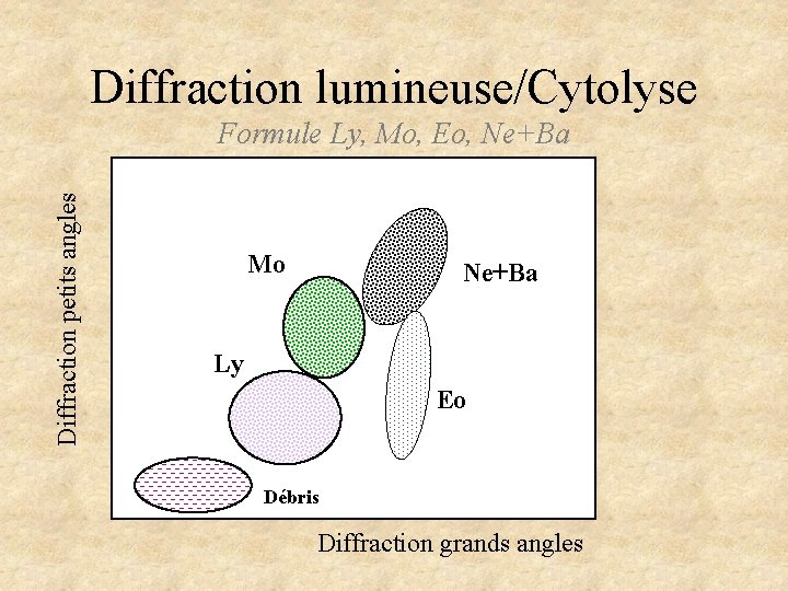 Diffraction lumineuse/Cytolyse Diffraction petits angles Formule Ly, Mo, Eo, Ne+Ba Mo Ne+Ba Ly Eo Diffraction lumineuse/Cytolyse Diffraction petits angles Formule Ly, Mo, Eo, Ne+Ba Mo Ne+Ba Ly Eo