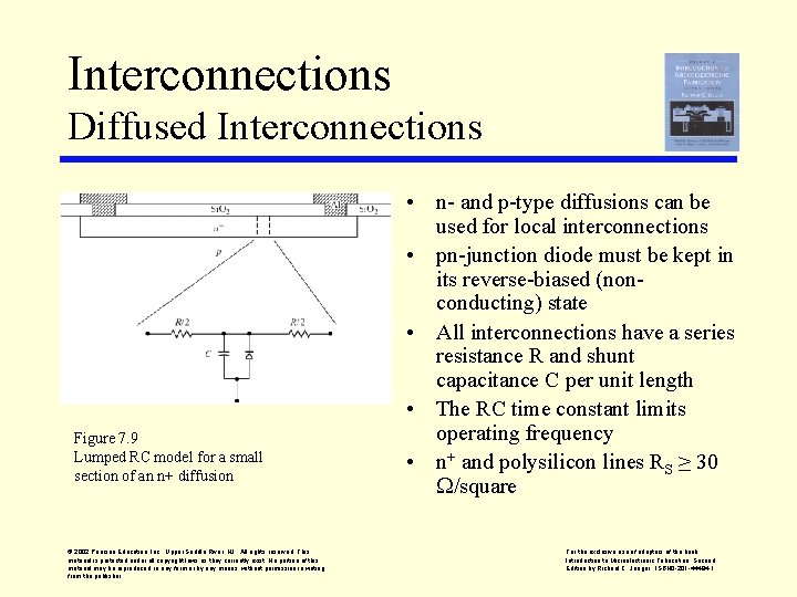 Interconnections Diffused Interconnections Figure 7. 9 Lumped RC model for a small section of