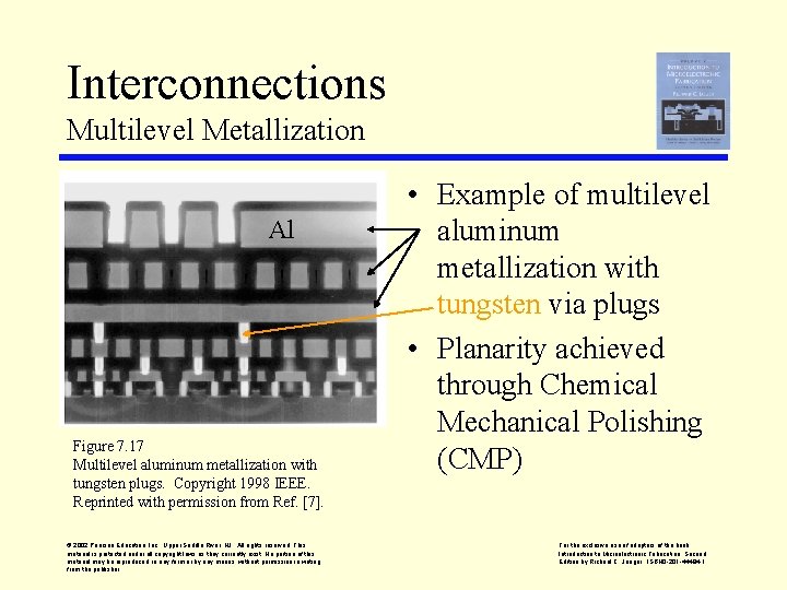 Interconnections Multilevel Metallization Al Figure 7. 17 Multilevel aluminum metallization with tungsten plugs. Copyright