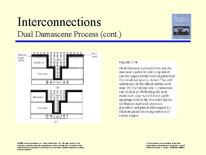 Interconnections Dual Damascene Process (cont. ) © 2002 Pearson Education, Inc. , Upper Saddle