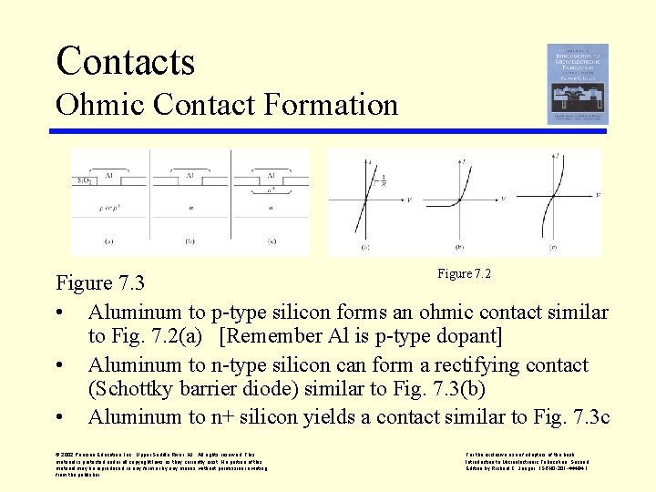 Contacts Ohmic Contact Formation Figure 7. 2 Figure 7. 3 • Aluminum to p-type