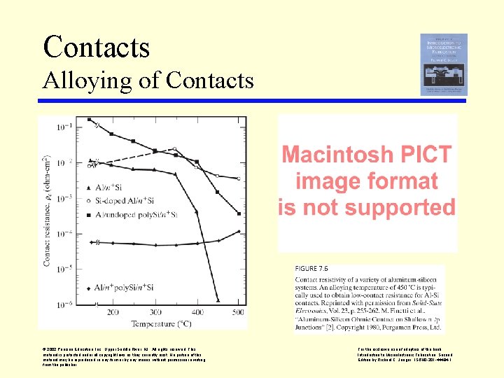 Contacts Alloying of Contacts © 2002 Pearson Education, Inc. , Upper Saddle River, NJ.