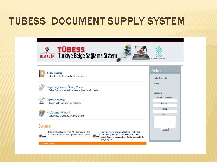 TÜBESS DOCUMENT SUPPLY SYSTEM TÜBESS DOCUMENT SUPPLY SYSTEM