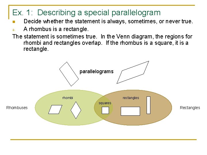 6 4 Rhombi and Squares Objectives n n