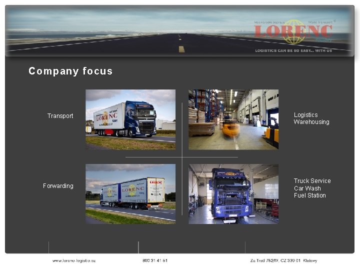 Company focus Transport Logistics Warehousing Forwarding Truck Service Car Wash Fuel Station 