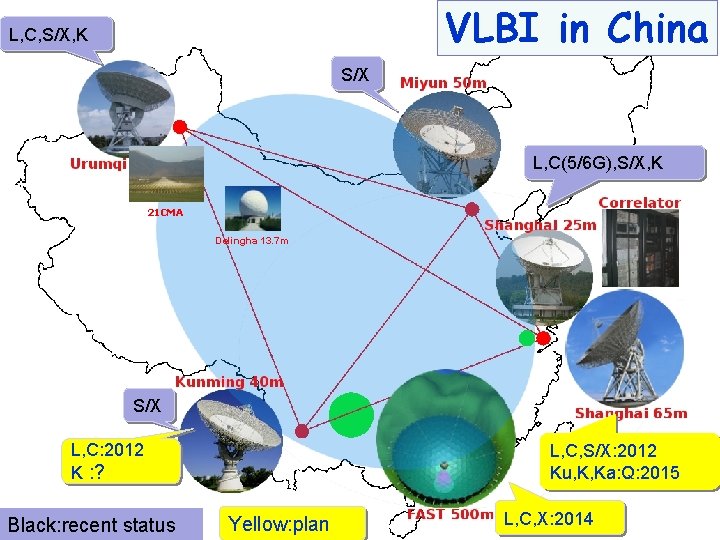 L, C, S/X, K VLBI in China Major Facilities for RA in China S/X