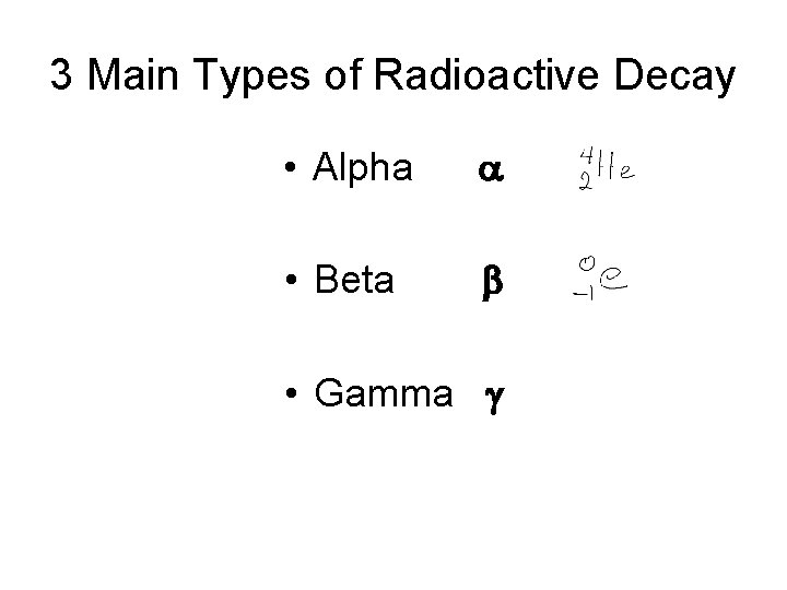 3 Main Types of Radioactive Decay • Alpha a • Beta b • Gamma