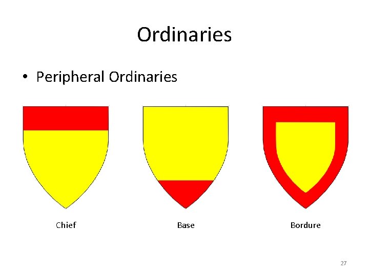 Ordinaries • Peripheral Ordinaries Chief Base Bordure 27 