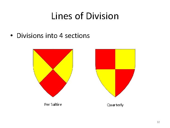 Lines of Division • Divisions into 4 sections Per Saltire Quarterly 32 