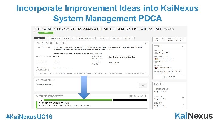 Incorporate Improvement Ideas into Kai. Nexus System Management PDCA #Kai. Nexus. UC 16 