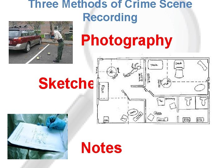 Three Methods of Crime Scene Recording Photography Sketches Notes 