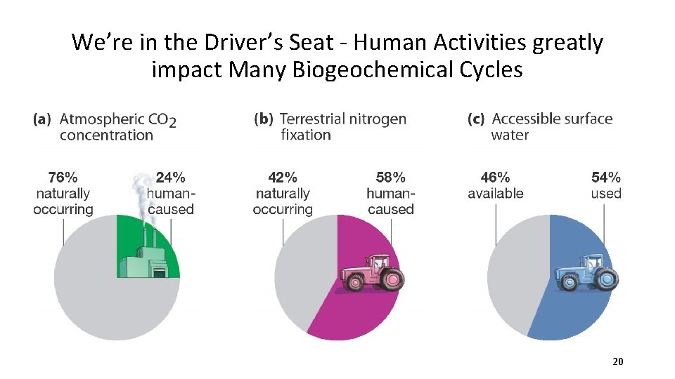 We’re in the Driver’s Seat - Human Activities greatly impact Many Biogeochemical Cycles 20