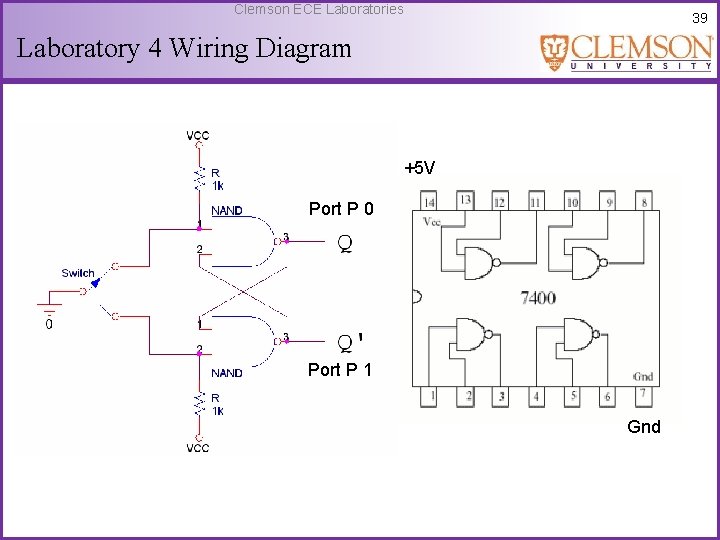 Clemson ECE Laboratories 39 Laboratory 4 Wiring Diagram +5 V Port P 0 Port