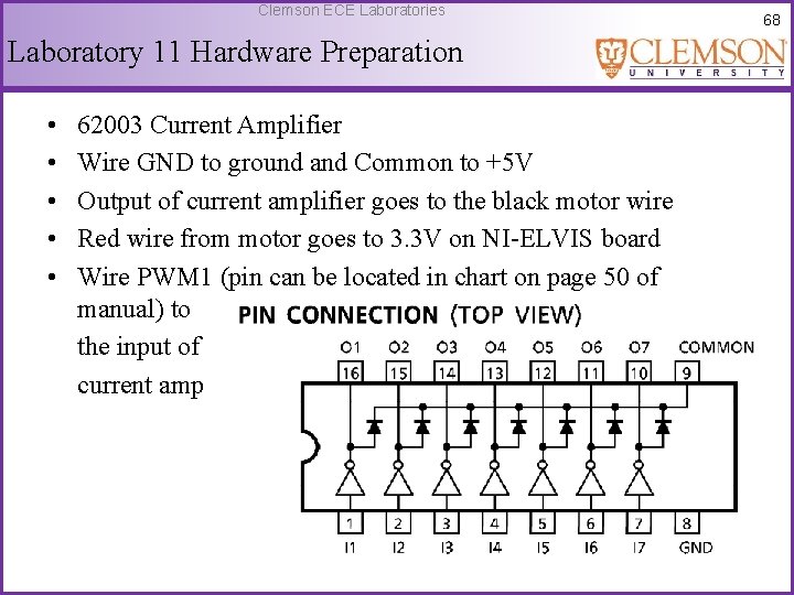 Clemson ECE Laboratories Laboratory 11 Hardware Preparation • • • 62003 Current Amplifier Wire