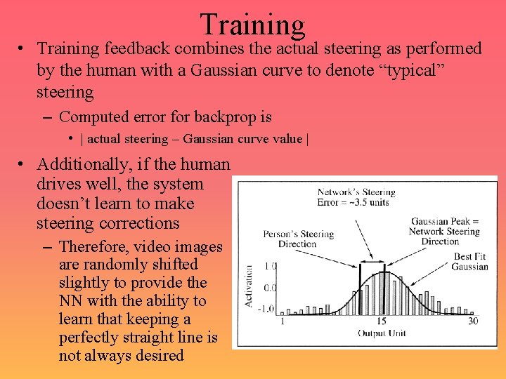 Training • Training feedback combines the actual steering as performed by the human with