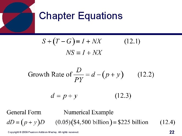 Chapter Equations Copyright © 2009 Pearson Addison-Wesley. All rights reserved. 22 