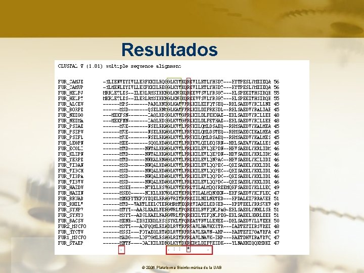 Resultados © 2006 Plataforma Bioinformàtica de la UAB 