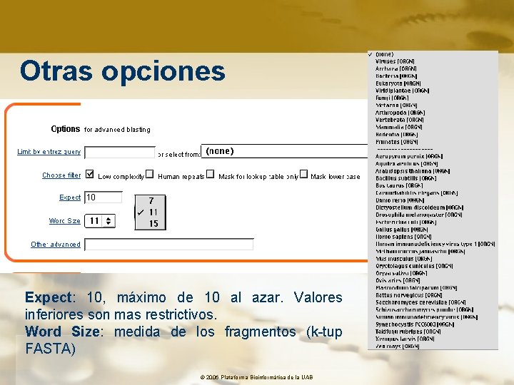 Otras opciones Expect: 10, máximo de 10 al azar. Valores inferiores son mas restrictivos.