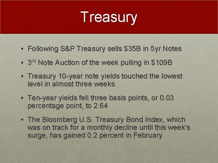 Treasury • Following S&P Treasury sells $35 B in 5 yr Notes • 3