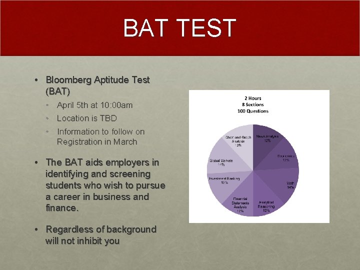 BAT TEST • Bloomberg Aptitude Test (BAT) • April 5 th at 10: 00