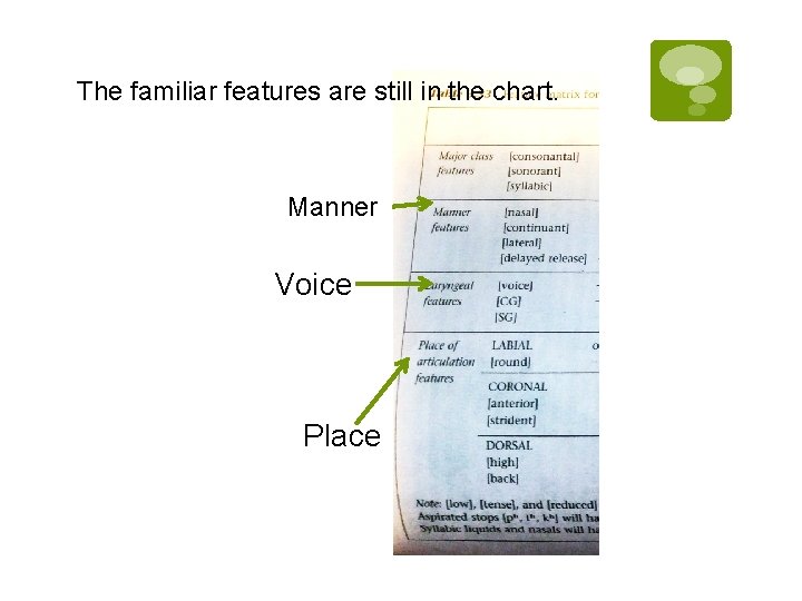 The familiar features are still in the chart. Manner Voice Place 