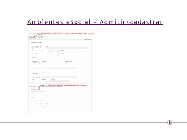 Ambientes e. Social – Admitir/cadastrar 