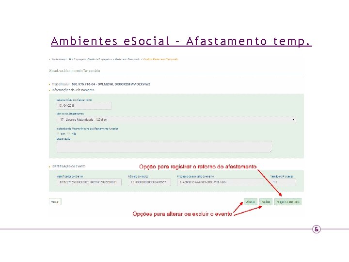 Ambientes e. Social – Afastamento temp. 