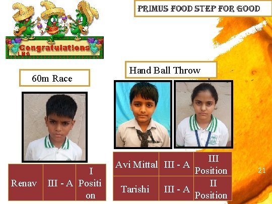 primus Food step For Good 60 m Race Renav I III - A Positi