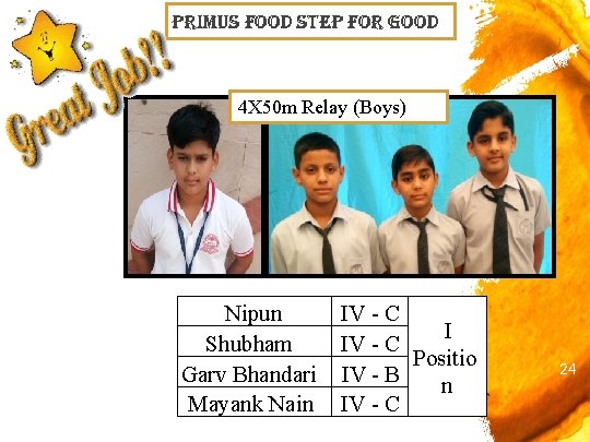 primus Food step For Good 4 X 50 m Relay (Boys) Nipun Shubham Garv