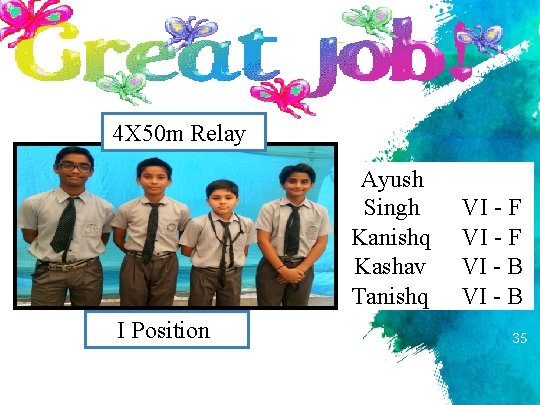 4 X 50 m Relay Ayush Singh Kanishq Kashav Tanishq I Position VI - 4 X 50 m Relay Ayush Singh Kanishq Kashav Tanishq I Position VI -