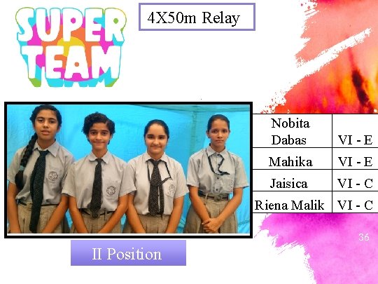 4 X 50 m Relay . Nobita Dabas VI - E Mahika VI -