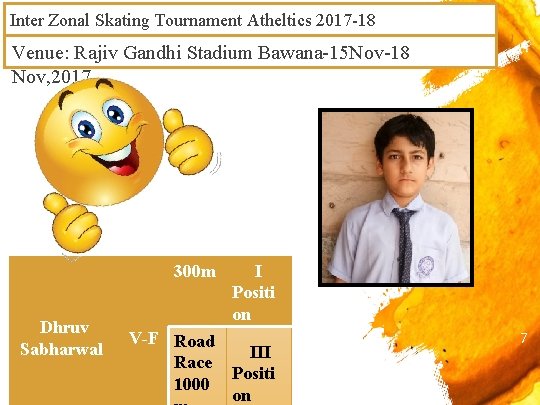 Inter Zonal Skating Tournament Atheltics 2017 -18 Venue: Rajiv Gandhi Stadium Bawana-15 Nov-18 Nov,