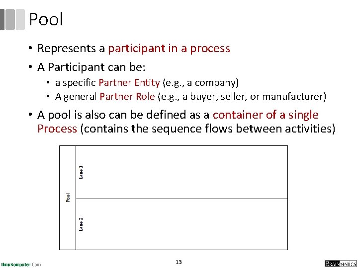 Pool • Represents a participant in a process • A Participant can be: •