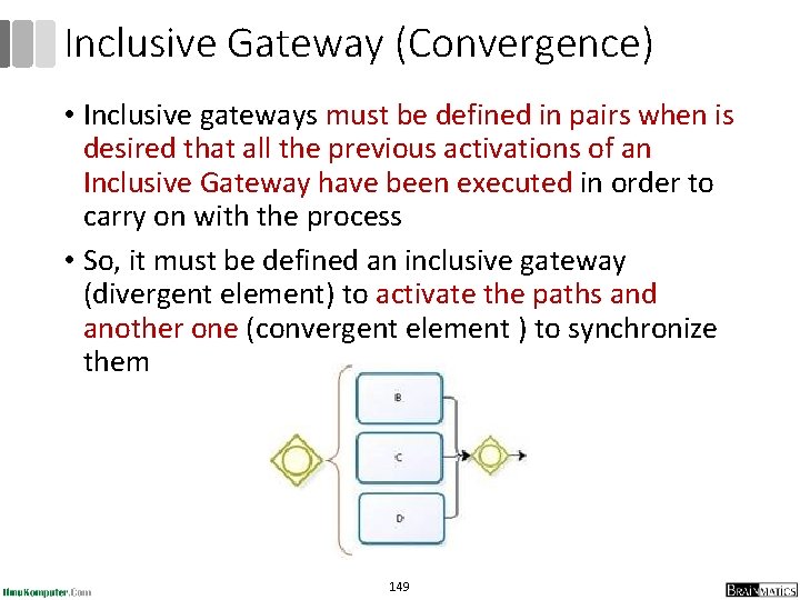 Inclusive Gateway (Convergence) • Inclusive gateways must be defined in pairs when is desired