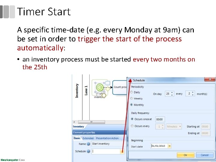 Timer Start A specific time-date (e. g. every Monday at 9 am) can be Timer Start A specific time-date (e. g. every Monday at 9 am) can be