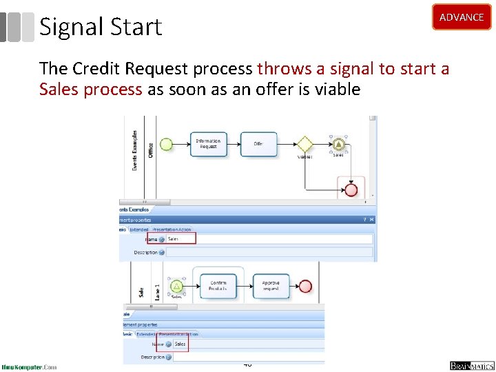 Signal Start ADVANCE The Credit Request process throws a signal to start a Sales Signal Start ADVANCE The Credit Request process throws a signal to start a Sales