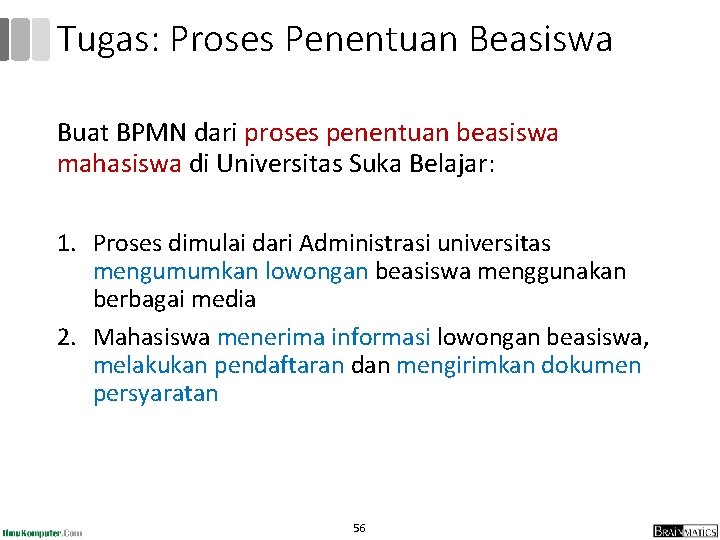 Tugas: Proses Penentuan Beasiswa Buat BPMN dari proses penentuan beasiswa mahasiswa di Universitas Suka