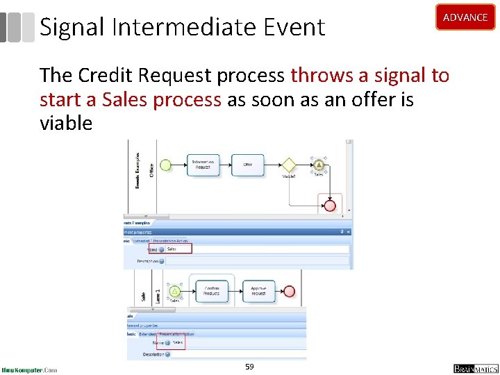 Signal Intermediate Event ADVANCE The Credit Request process throws a signal to start a