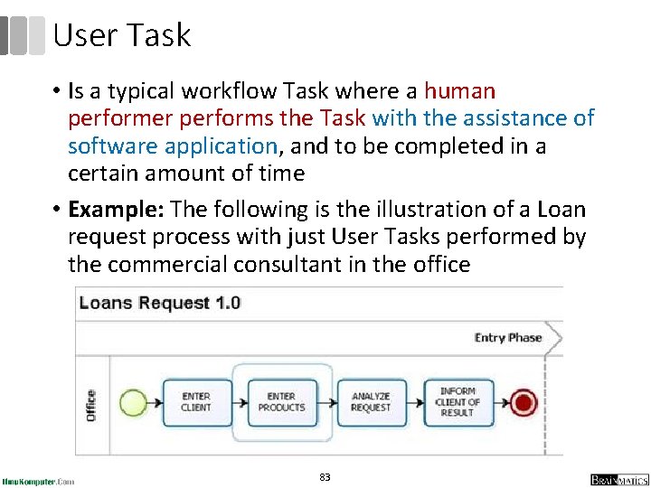 User Task • Is a typical workflow Task where a human performer performs the