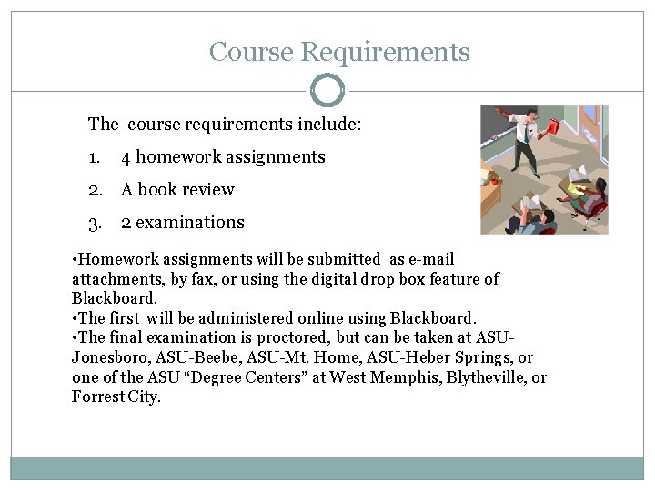 Course Requirements The course requirements include: 1. 4 homework assignments 2. A book review