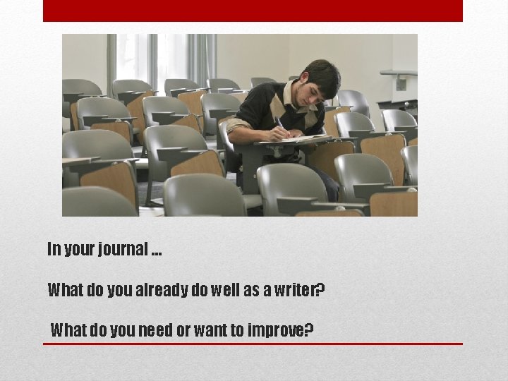 In your journal … What do you already do well as a writer? What