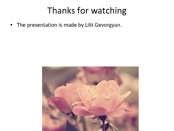 Thanks for watching • The presentation is made by Lilit Gevorgyan. 