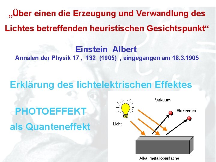 „Über einen die Erzeugung und Verwandlung des Lichtes betreffenden heuristischen Gesichtspunkt“ Einstein Albert Annalen